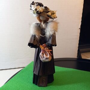 Vintage Corn Husk Doll Elegant Lady Cottagecore Grandmacore Countrycore